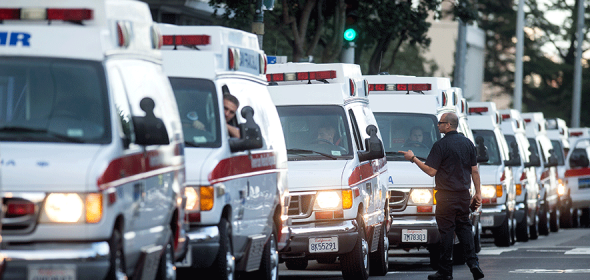 ambulances line up in the US health care system