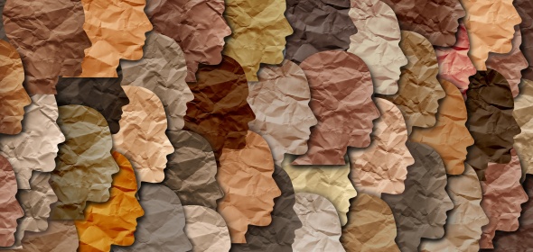 Image of many human profiles of varying colors.
